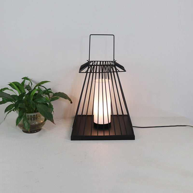 Modern Metal Black Floor Lamp With Table
