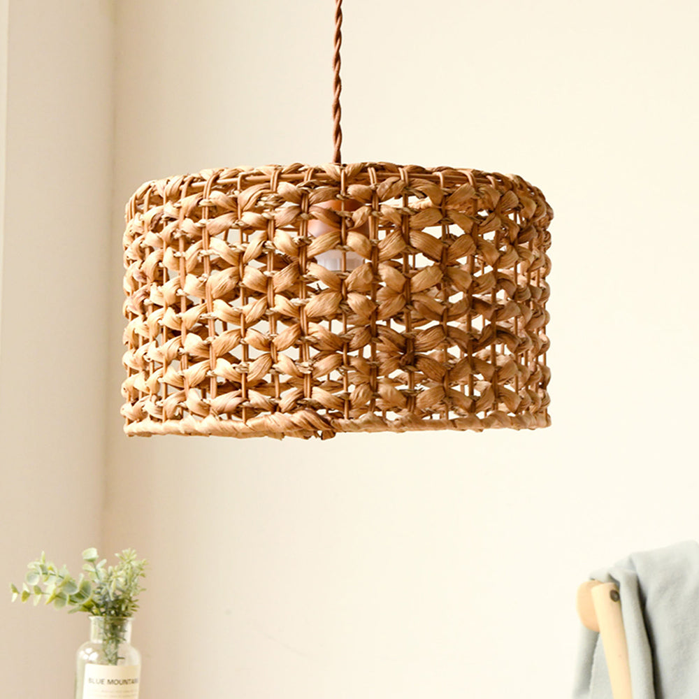 Boho Rustic Rattan Woven Pendant Light Lampshade