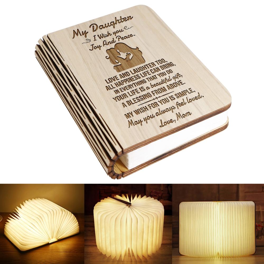 Mini Wooden Book Night Lamp With USB Rechargeable