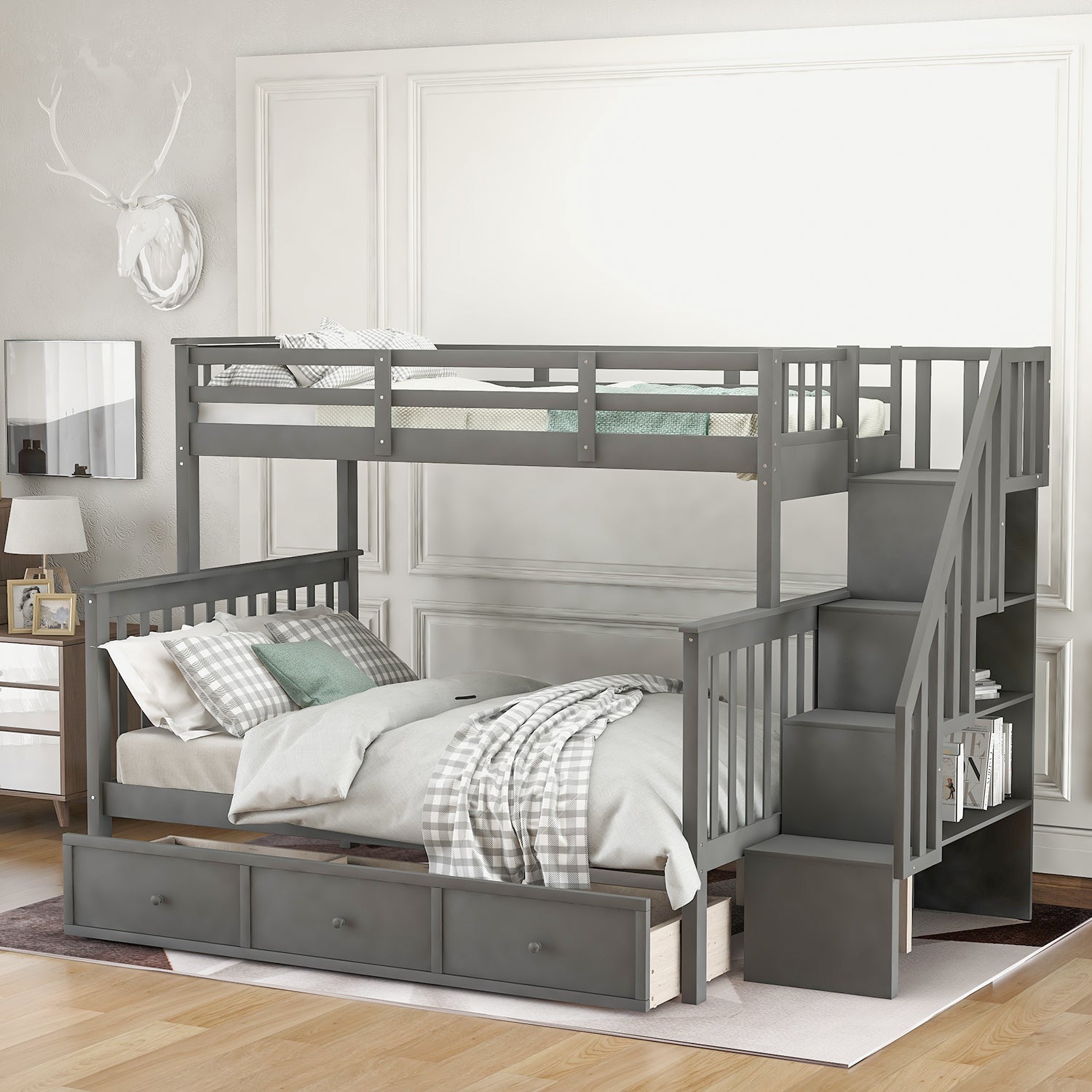 Etagenbett mit Regalen Und 6 Schubladen