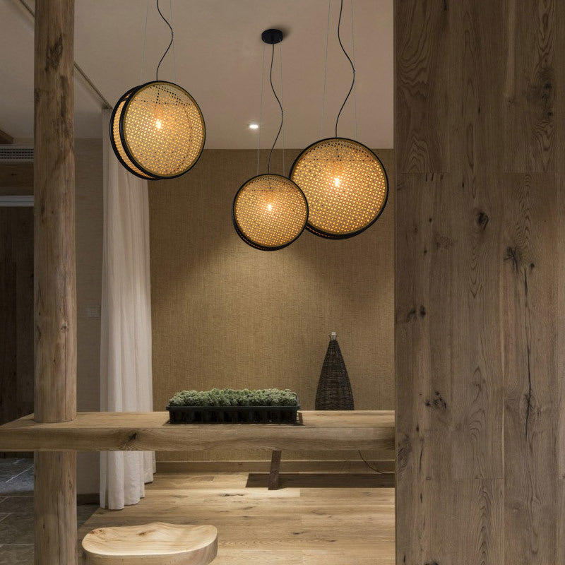 Rattan Woven Ceiling Light Wicker Pendant Lamp Shades