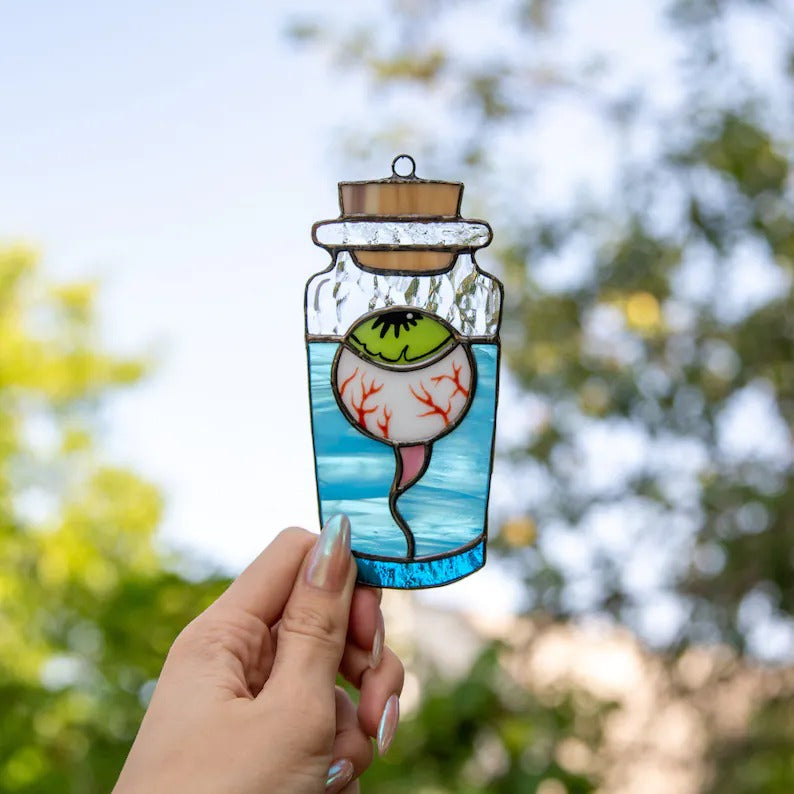 Halloween Decor Eye In the Bottle Halloween Window Hangings