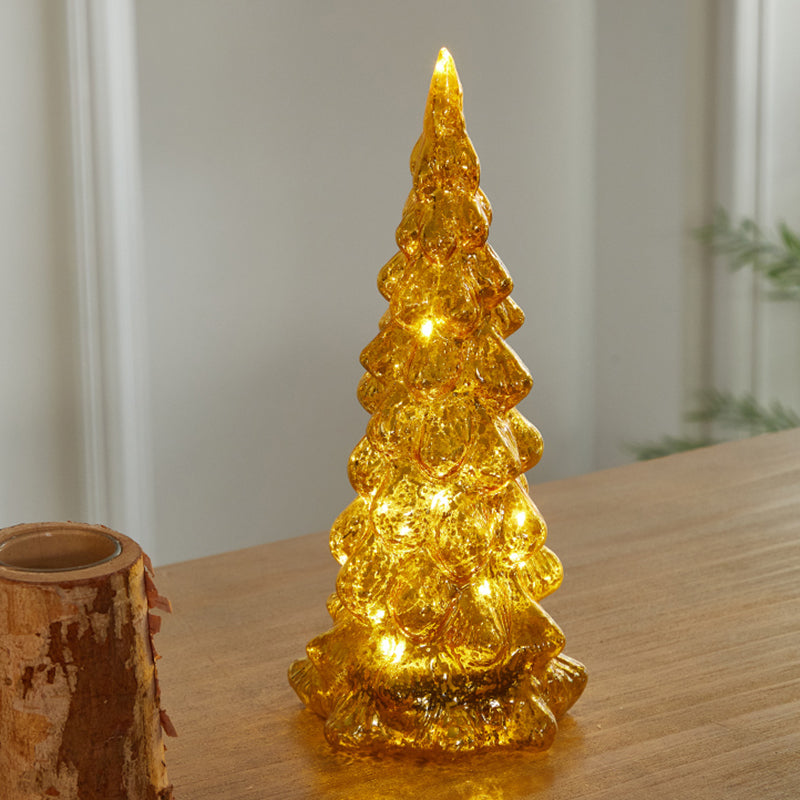 Glowing Glass Christmas Tree Home Desktop Decoration Led Night Light