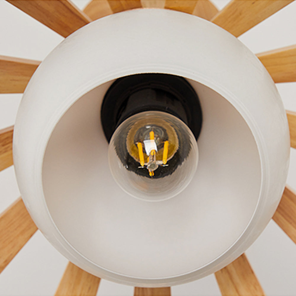 Japanese Wooden Single-Headed Pendant Light For Dining Room