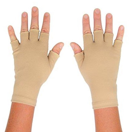 close fitting fingerless gloves