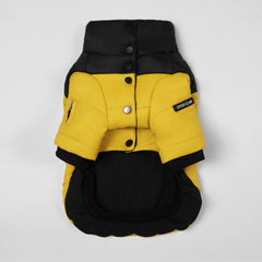 Contrast Button Up Puffer Ski Jacket(Yellow & Black)
