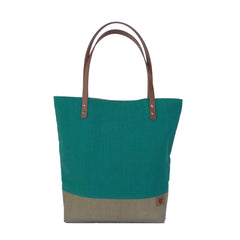 Large Teal & Burlap Summer Tote