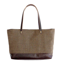 Mini Houndstooth Tan & Brown Leather Tote
