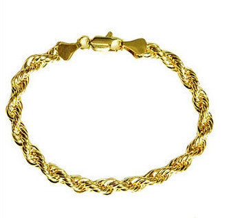 14KGP Gold Rope Chain Bracelet – Silver 