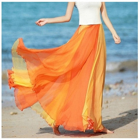 chiffon orange skirt