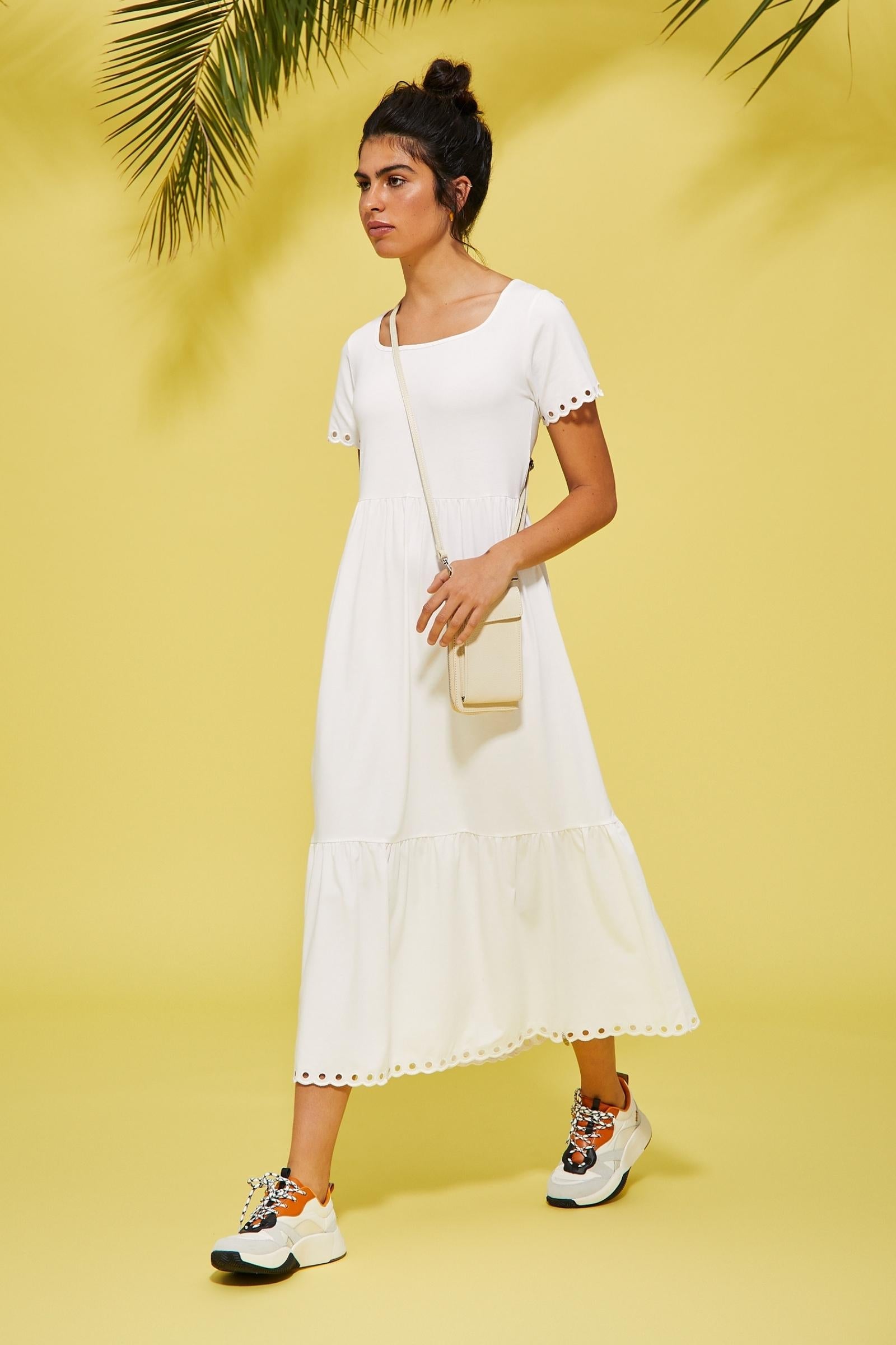 Enorme Tormenta queso Vestido blanco largo de algodón contorno bordado – Lolitas&L