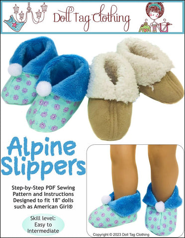 Doll Tag Clothing Shoes Alpine Slippers 18" Doll Clothes Pattern larougetdelisle