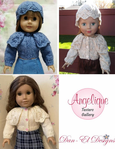 Dan-El Designs Knitting Angelique Sweater and Beanie 18" Doll Clothes Knitting Pattern larougetdelisle