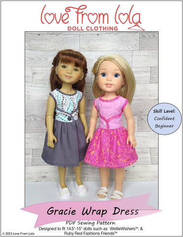 Love From Lola Ruby Red Fashion Friends Gracie Wrap Dress 14.5-15" Doll Clothes Pattern larougetdelisle