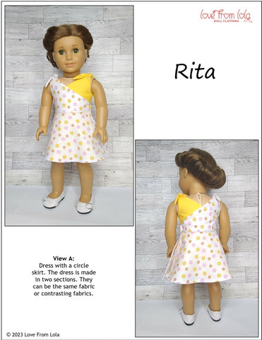 Love From Lola 18 Inch Modern Rita Dress and Jumpsuit 18" Doll Clothes Pattern larougetdelisle
