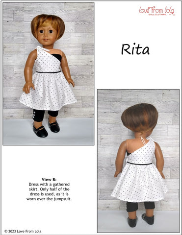 Love From Lola 18 Inch Modern Rita Dress and Jumpsuit 18" Doll Clothes Pattern larougetdelisle