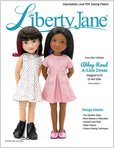 Liberty Jane Siblies Abbey Road A-Line Dress Pattern for 12" Siblies Dolls larougetdelisle