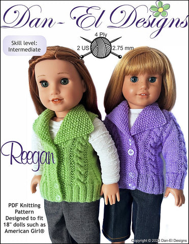 Dan-El Designs Knitting Reegan 18" Doll Knitting Pattern larougetdelisle