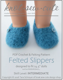 Felted Slippers Crochet Pattern for 14.5-inch dolls