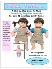 Playdate Overalls Sewing Pattern For 15-inch Twin Baby Dolls