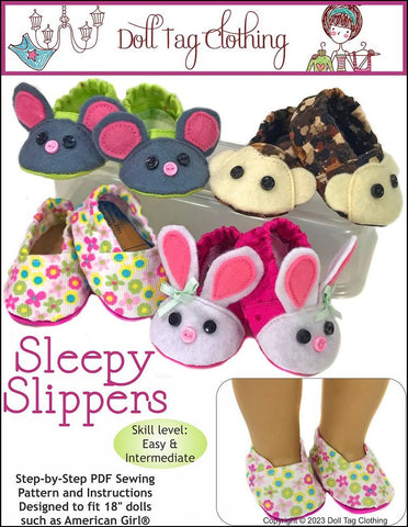 Doll Tag Clothing Shoes Sleepy Slippers 18" Doll Clothes Pattern larougetdelisle