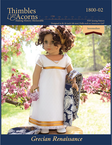 Thimbles and Acorns 18 Inch Historical Grecian Renaissance 18" Doll Clothes Pattern larougetdelisle