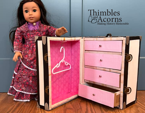 Thimbles and Acorns 18 Inch Historical Edwardian Wardrobe Steamer Trunk Pattern For 18" Dolls larougetdelisle
