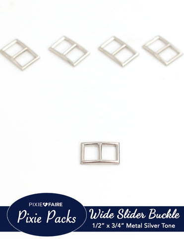 larougetdelisle Pixie Packs Pixie Packs Wide Rectangular Slider Buckle For 1/2" or 12mm Belt Metal Silver Tone larougetdelisle