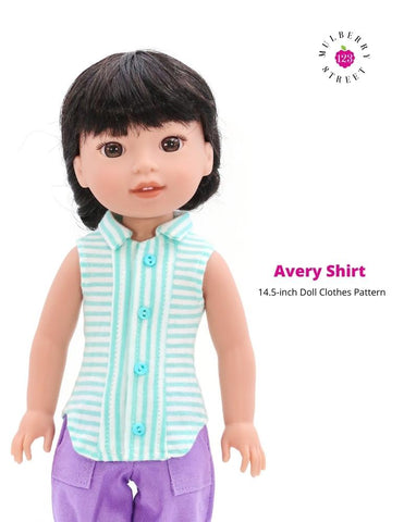 123 Mulberry Street WellieWishers Avery Shirt 14.5 inch Doll Clothes Pattern larougetdelisle