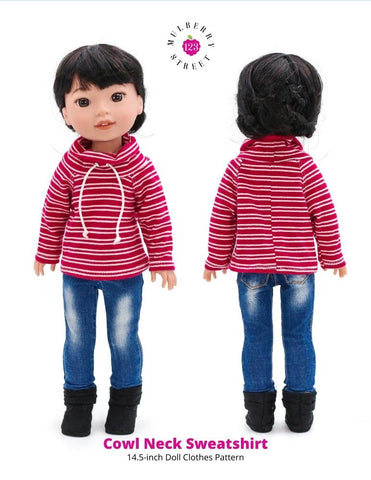 123 Mulberry Street WellieWishers Cowl Neck Sweatshirt 14.5" Doll Clothes Pattern larougetdelisle
