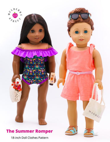 123 Mulberry Street 18 Inch Modern Summer Romper 18" Doll Clothes Pattern larougetdelisle