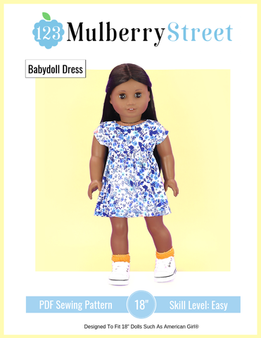 123 Mulberry Street 18 Inch Modern Babydoll Dress 18" Doll Clothes Pattern larougetdelisle