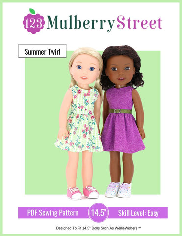 123 Mulberry Street WellieWishers Summer Twirl Dress 14.5" Doll Clothes Pattern larougetdelisle