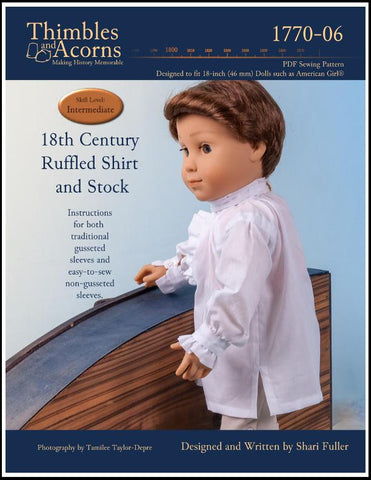 Thimbles and Acorns 18 Inch Boy Doll 18th Century Shirt 18" Doll Clothes Pattern larougetdelisle