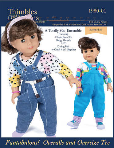 Thimbles and Acorns 18 Inch Historical Fantabulous! Overalls and Oversize Tee 18" Doll Clothes Pattern larougetdelisle