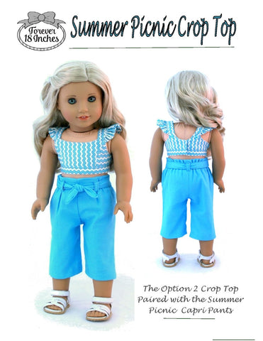 Forever 18 Inches 18 Inch Modern Summer Picnic Crop Tops 18" Doll Clothes Pattern larougetdelisle