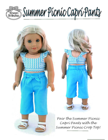 Forever 18 Inches 18 Inch Modern Summer Picnic Capris and Shorts 18" Doll Clothes Pattern larougetdelisle