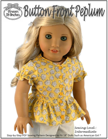 Forever 18 Inches 18 Inch Modern Button Front Peplum 18" Doll Clothes larougetdelisle