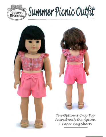 Forever 18 Inches 18 Inch Modern Summer Picnic Outfit 18" Doll Clothes Pattern larougetdelisle