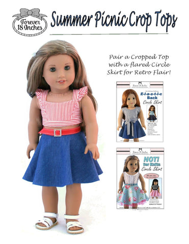 Forever 18 Inches 18 Inch Modern Summer Picnic Crop Tops 18" Doll Clothes Pattern larougetdelisle