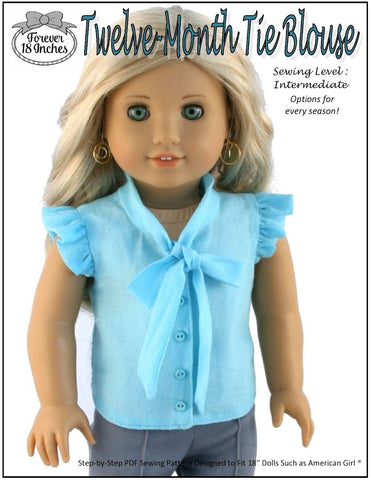 Forever 18 Inches 18 Inch Modern Twelve-Month Tie Blouse 18" Doll Clothes larougetdelisle