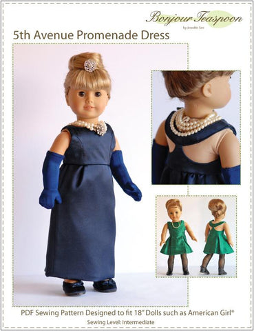 Bonjour Teaspoon 18 Inch Historical 5th Avenue Promenade Dress 18" Doll Clothes Pattern larougetdelisle