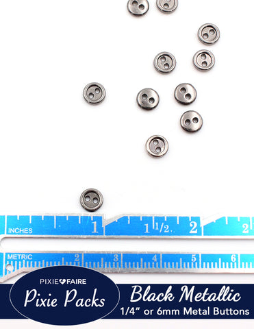 larougetdelisle Pixie Packs Pixie Packs Metal Two-Hole Buttons 1/4" or 6mm Black Metallic larougetdelisle