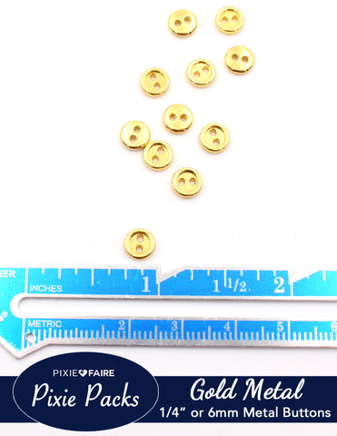 larougetdelisle Pixie Packs Pixie Packs Metal Two-Hole Buttons 1/4" or 6mm Gold larougetdelisle