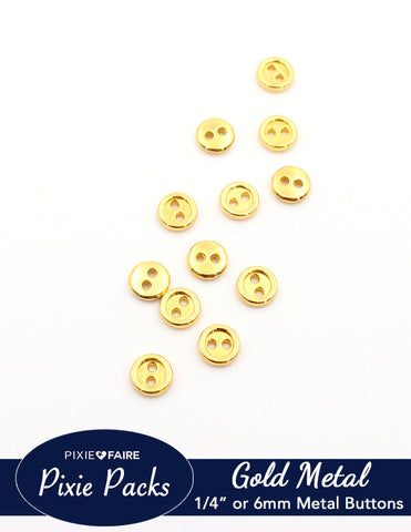 larougetdelisle Pixie Packs Pixie Packs Metal Two-Hole Buttons 1/4" or 6mm Gold larougetdelisle