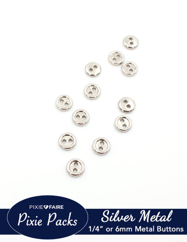 larougetdelisle Pixie Packs Pixie Packs Metal Two-Hole Buttons 1/4" or 6mm Silver larougetdelisle