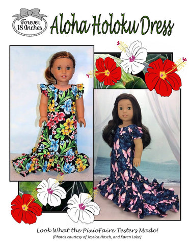 Forever 18 Inches 18 Inch Historical Aloha Holoku Dress 18" Doll Clothes Pattern larougetdelisle