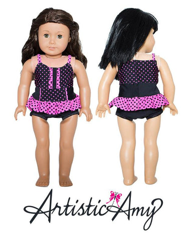 Artistic Amy 18 Inch Modern Ruffle Tankini 18" Doll Clothes Pattern larougetdelisle