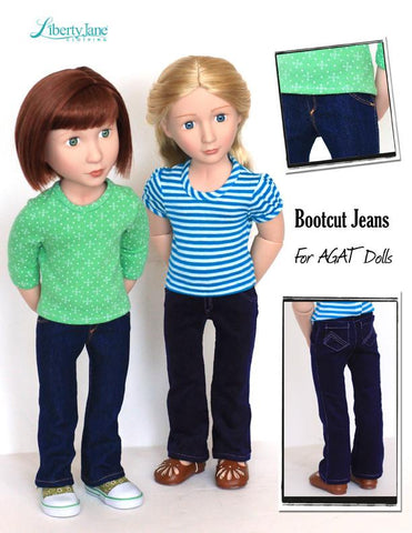 Liberty Jane A Girl For All Time Bootcut Jeans Pattern for AGAT Dolls larougetdelisle