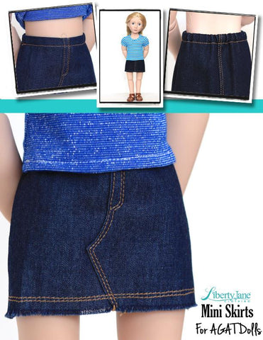 Liberty Jane A Girl For All Time Mini Skirt Pattern for AGAT Dolls larougetdelisle